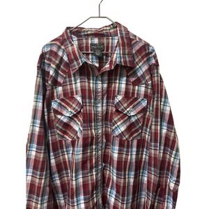 High Noon Mens Plaid Long Sleeve Snap Button Western Shirt 3XL RG